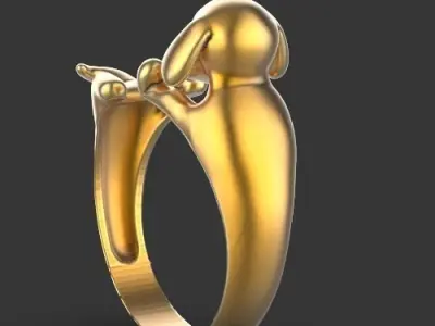 Puppy ring Silver Gold  Print 3D print model