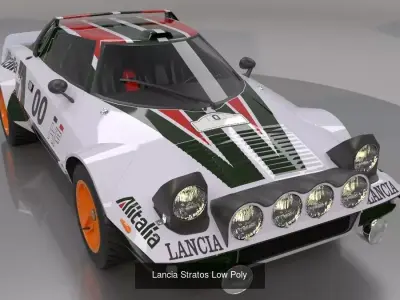 Lancia stratos High Poly and Low Poly 3D Model Pack