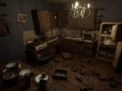 Abandoned Kitchen Low-poly 3D model