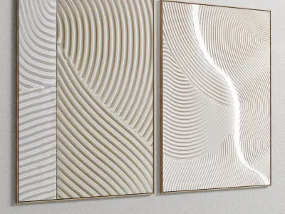 Plaster Two Photo Frame E-13 Low-poly 3D model