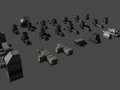 Rooftop ventilation systems Low-poly 3D model