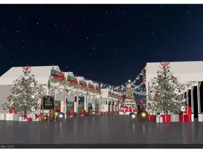 Christmas-themed Market 3D model