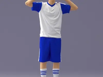 000317 Male Soccer Player with Hands by Head 1114 3D model