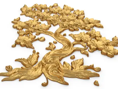 decor set wall panel wall tree relief mural CNC 50 3D model purchase