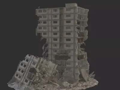 destroyed building Low-poly 3D model