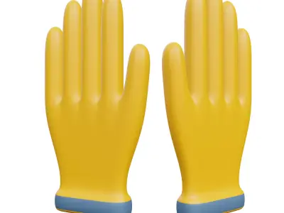 Gloves 3D Model rubber Low-poly 3D model