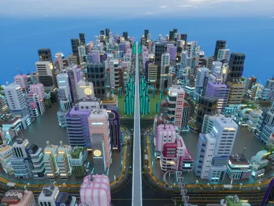 SCIFI ATOMPUNK CITY ENVIRONMENT TILEABLE LOOP Low-poly 3D model