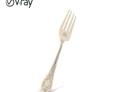 Elegant Floral Fruit Fork D Model Pack Low-poly 3D model