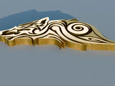 3D Wolf Tribal Tattoo Ornamental CNC Model Low-poly 3D model