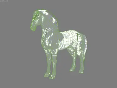Ink horse ink painting Low-poly 3D model