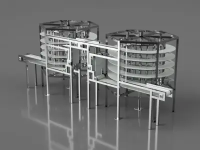 Conveyor Belt - Dual Spiral Conveyor System 3D model