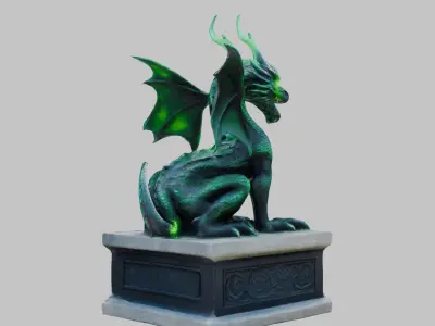 Mystical Dragon Statue Detailed 3D Model Low-poly 3D model