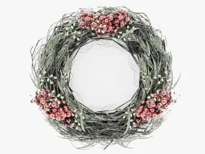 Christmas Mistletoe Wreath with Red fruit 3D model