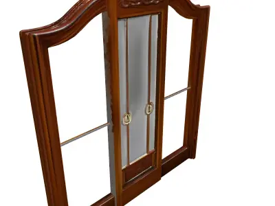 Classic Wooden Double Glass Door Low-poly 3D model