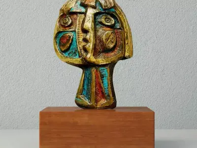 Modernist Bronze Abstract Sculpture 3D model