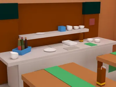 Restaurant stylized  Free low-poly 3D model