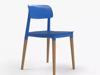 Iris Cafe Chair blue Low-poly 3D model