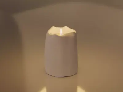 White Candle with Animated Flame 3D model