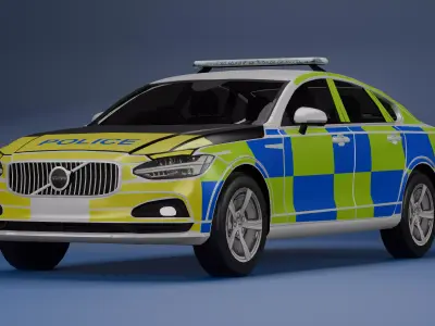 UK Police Volvo S90 Traffic Car 3D model