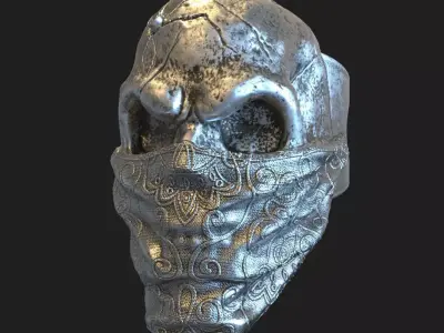 Skull ring jewelry Gangster vol2  3D print model