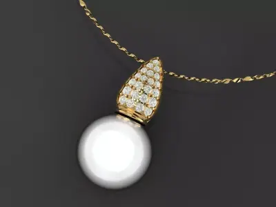 Pearl diamond pendant 2 3D print model