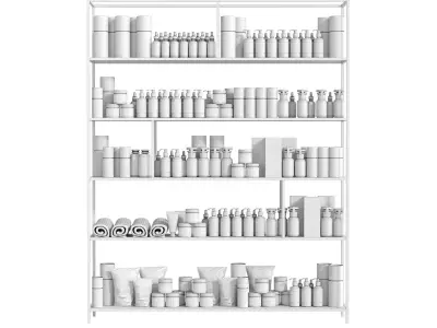Rack in a beauty salon with luxury cosmetics 3D model