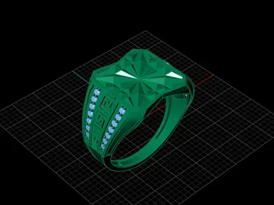 Print Ready STL 3DM  Gents Rings Diamond Men Ring  3D print model 171