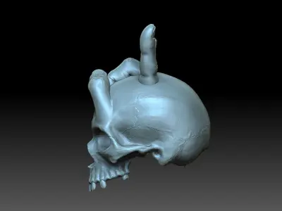 A skull with horns 3D print model