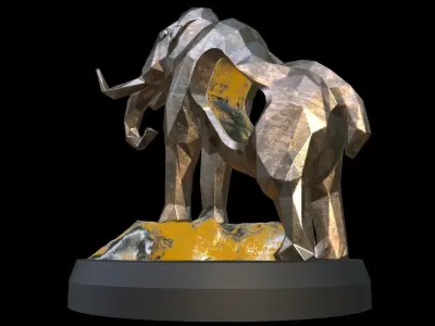 Steampunk Mammoth Rock Low-poly 3D model