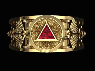 Caduceus medicine ring 3D print model