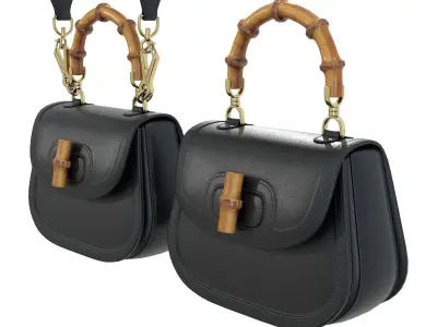 Gucci Bamboo 1947 Jumbo GG Small Bag Black Low-poly 3D model