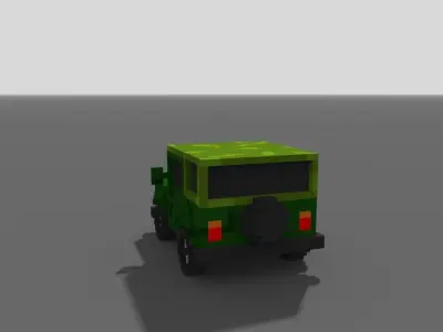 3D voxel jeep Low-poly 3D model
