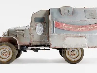 Postapocalypse armoredsuv da1 Low-poly 3D model