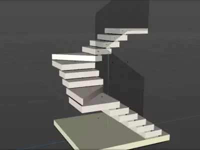 modern 3 way stair case Low-poly 3D model