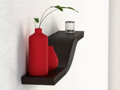 Wooden floating wall hanging shelf Free low-poly 3D model