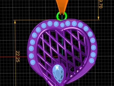 PINK SAPPHIRE HEART PENDANT 3D PRINTABLE MODEL 3D print model