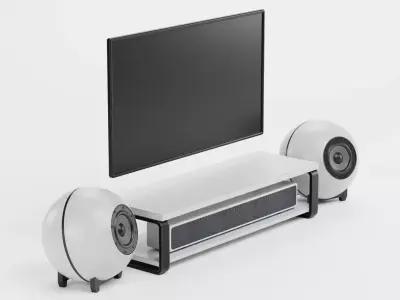 TV Unit with Flat Screen and Sound System V6 - Home Cinema Low-poly 3D model