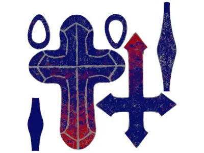 High-Poly Titanium Arrow-shaped cross 3D Model 3D model