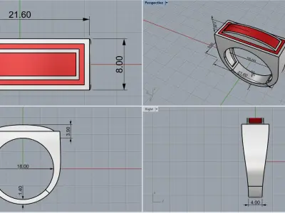 Enamel signet ring model 1008 3D print model