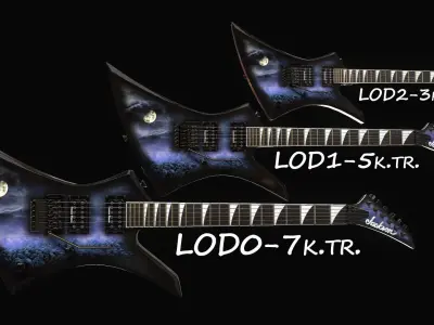 Electric guitar Jackson Kelly 3 skins Low-poly 3D model