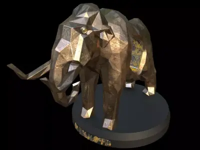 Steampunk Mammoth Pose Low-poly 3D model