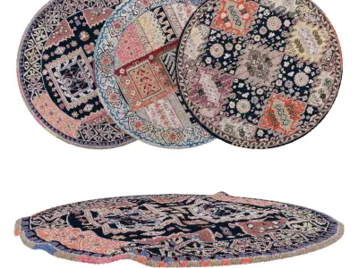 Round Rug Set 53 3D model