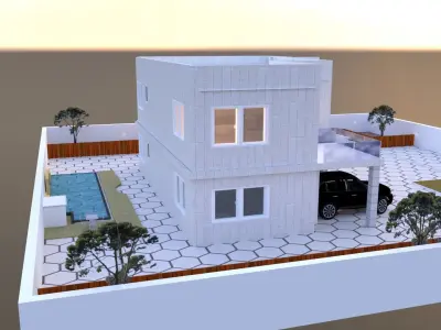 3d house model with swimming pool 3D model