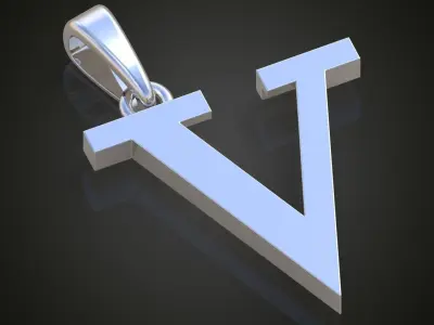 V Letter Pendant model 3D 0226 printable model Free 3D print model