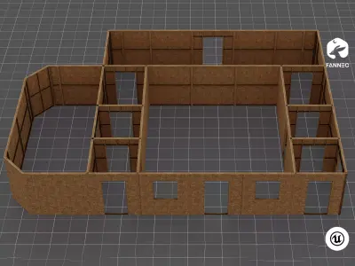 Modular - Construction Partition Walls - Unreal Engine Low-poly 3D model
