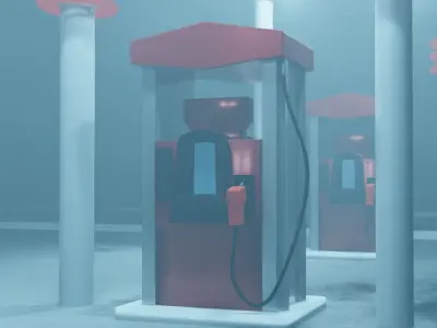 Gas station Low-poly 3D model