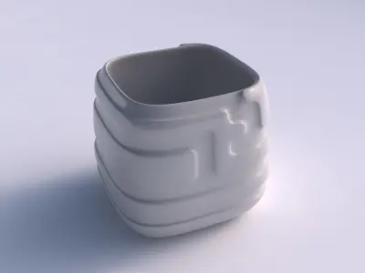 Vase quadratic stumpy with smooth ribbons 3D print model