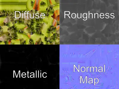 Kiwi Fruit Slice Realistic Model Pack Low-poly 3D model