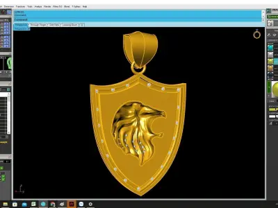 Luxury Lion Shield Pendant 3D Model 4270 3D print model