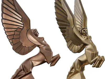 Winged Ascending Figure Sculpture Mythological Low-poly 3D model